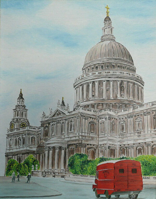 St.Pauls Kathedrale in London mit Postauto