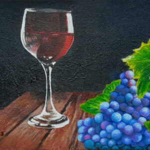 Glas mit Weintrauben, 18x24, Acryl auf Malkarton