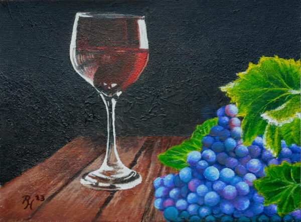 Glas mit Weintrauben, 18x24, Acryl auf Malkarton
