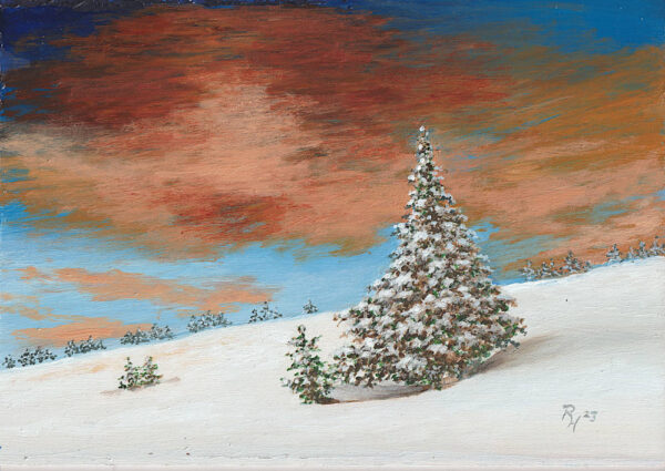 W019 Winterlandschaft, Acryl auf Holz, 21x30cm